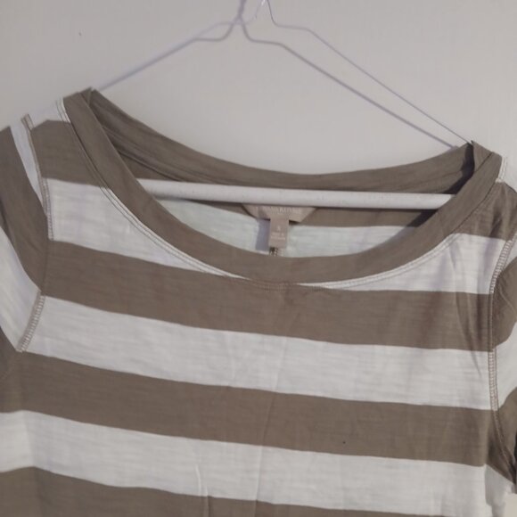 Banana Republic Factory Women's Tan / White Stripe Tee Shirt Dress  SZ S GUC - Picture 4 of 8